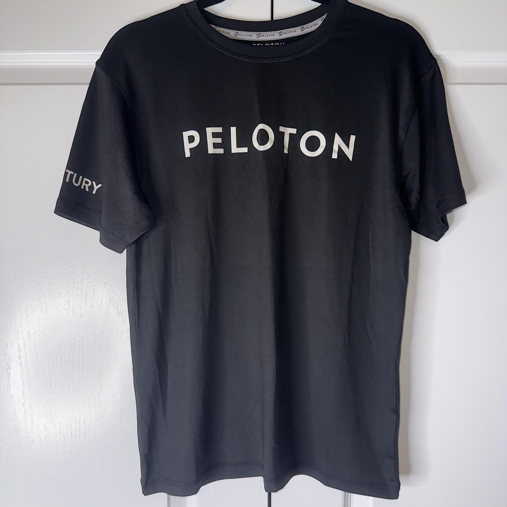 Peloton Shirt Mens XS Black Century 100 Short Sleeve Athletic Cycling Tee